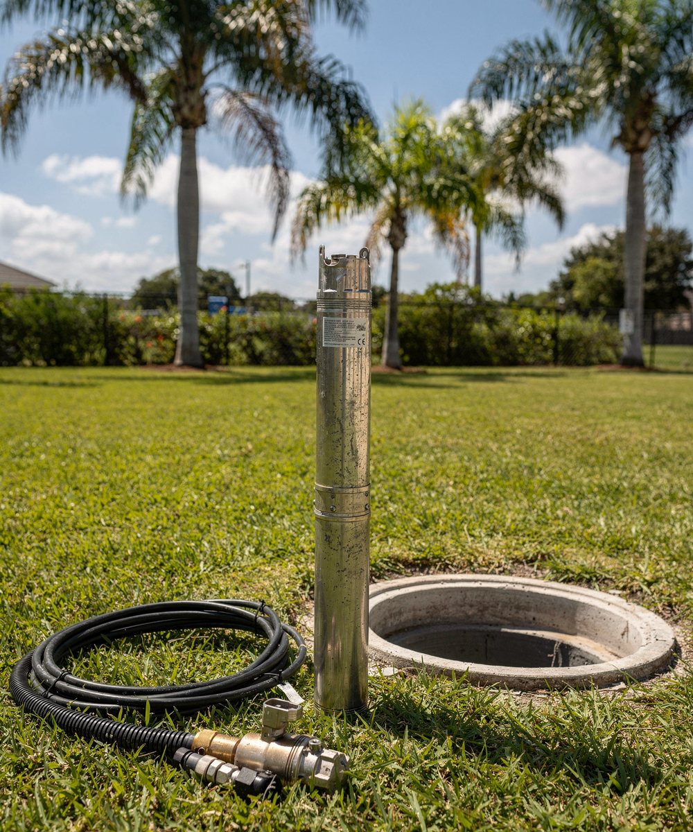 New submersible well pump being installed at a Sarasota, FL home